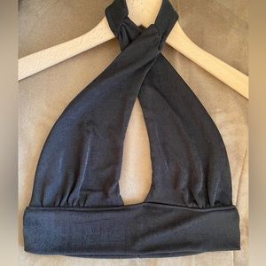 H&M | Velour Halterneck Crop Top | Black | Medium
